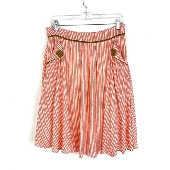 DownEast Skirt Knee Length A-Line Fit and Flare Academia Orange White Stripe SM - Picture 2 of 10